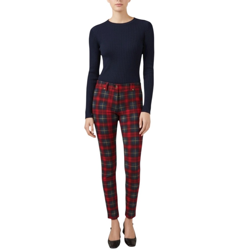 J. McLaughlin Plaid Becca Leggings Pants Red Regiment Size 8 NWT